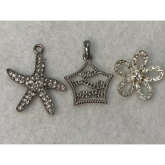 Lot of 3 Silver Tone Rhinestone Pendant Sophia - Picture 4 of 11